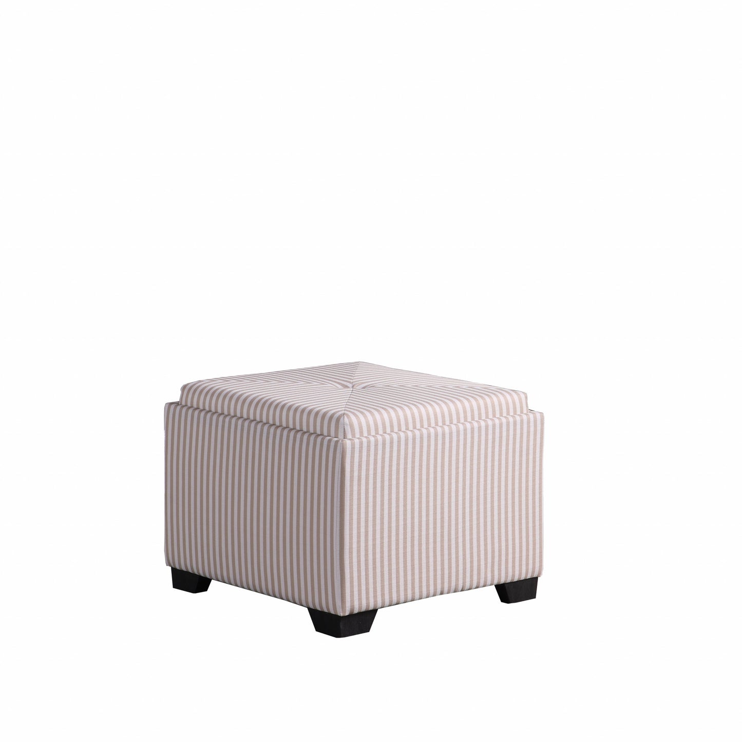 Gray and White Pinstripes Tufted Storage Ottoman By Homeroots | Ottomans | Modishstore