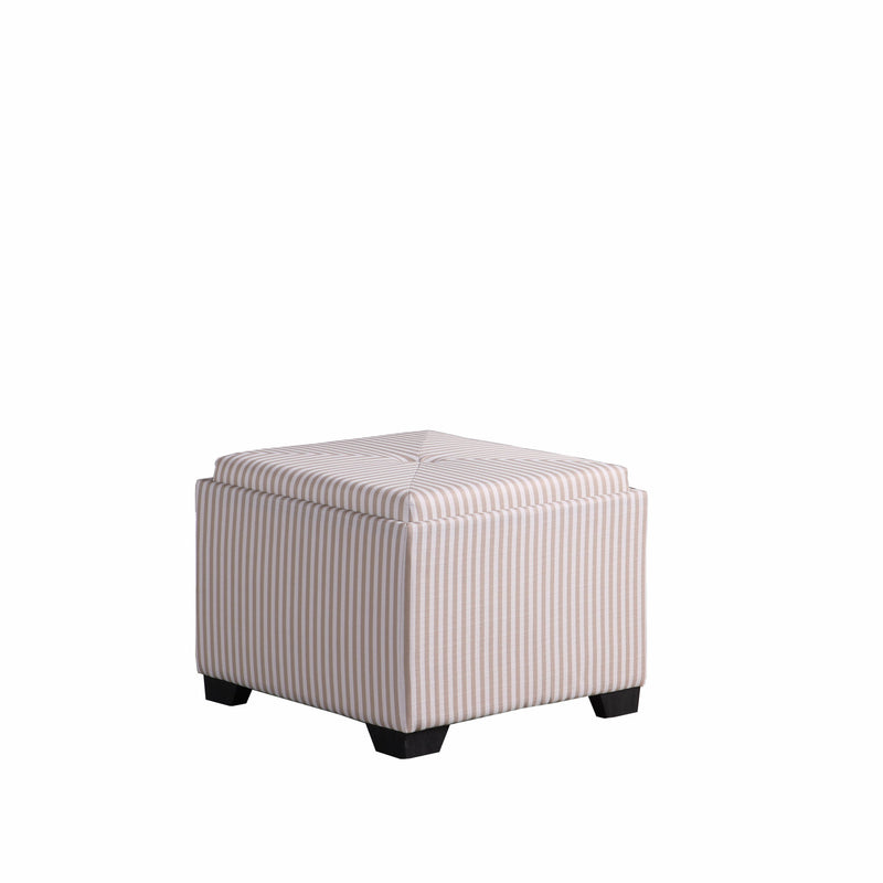 Gray and White Pinstripes Tufted Storage Ottoman By Homeroots | Ottomans | Modishstore