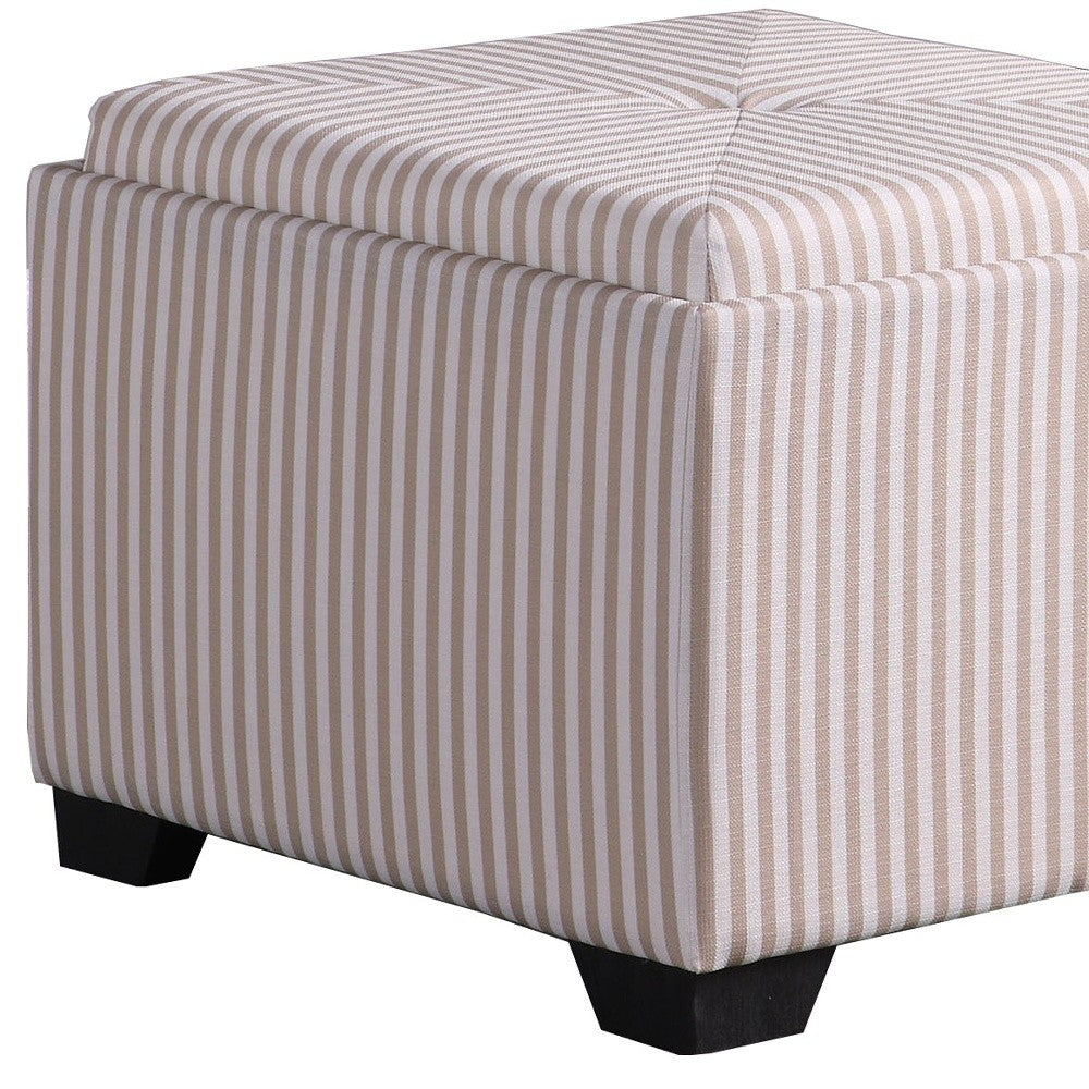 Gray and White Pinstripes Tufted Storage Ottoman By Homeroots