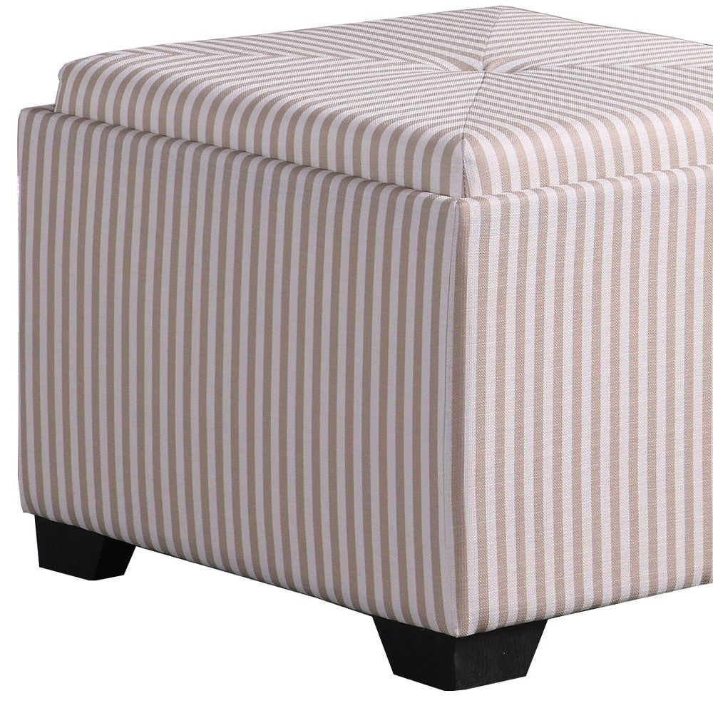 Gray and White Pinstripes Tufted Storage Ottoman By Homeroots | Ottomans | Modishstore - 4
