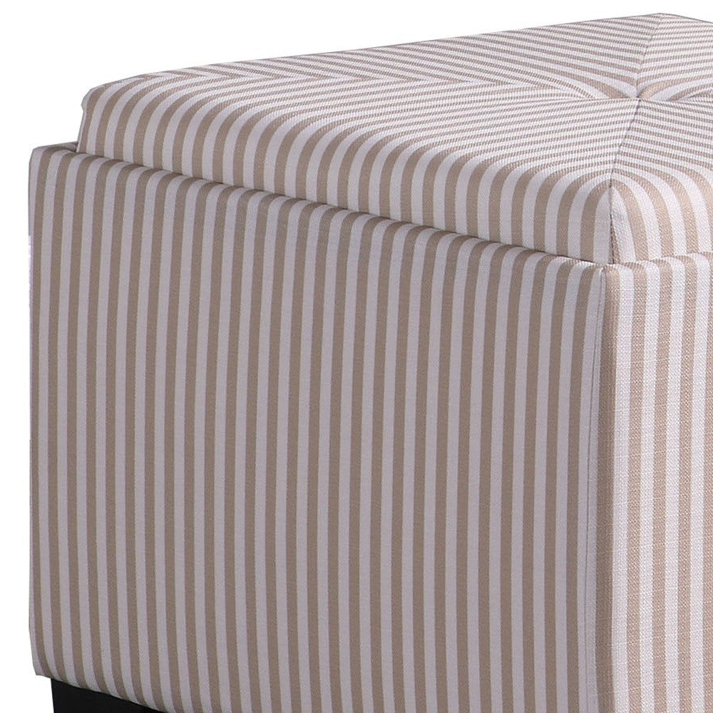 Gray and White Pinstripes Tufted Storage Ottoman By Homeroots | Ottomans | Modishstore - 5