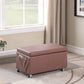 Brown Weave Faux Leather Rolling Storage Ottoman with Pockets By Homeroots