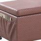 Brown Weave Faux Leather Rolling Storage Ottoman with Pockets By Homeroots | Ottomans | Modishstore - 5