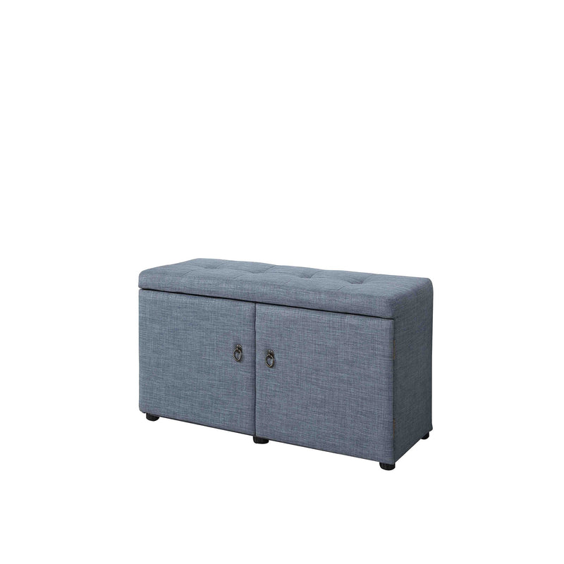 Blue Gray Linen Look Double Door Shoe Storage Bench By Homeroots | Benches | Modishstore