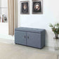 Blue Gray Linen Look Double Door Shoe Storage Bench By Homeroots | Benches | Modishstore - 6