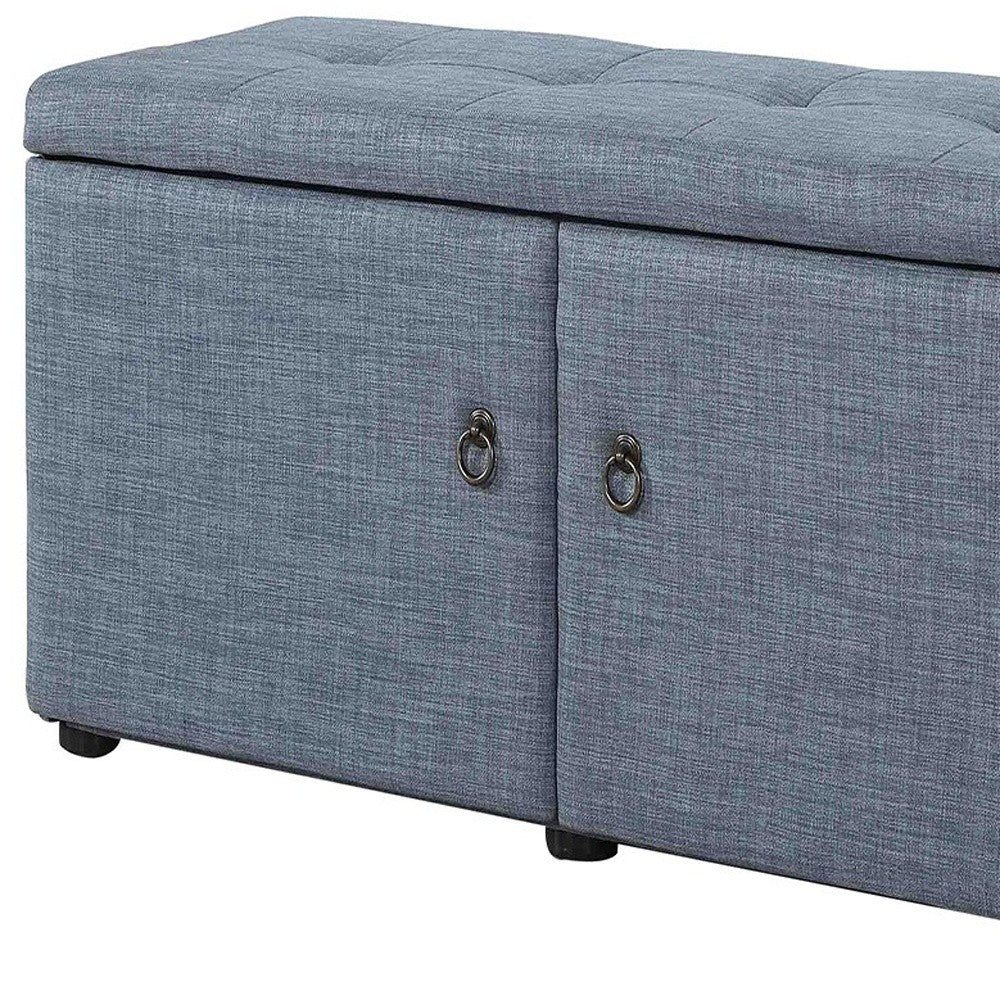 Blue Gray Linen Look Double Door Shoe Storage Bench By Homeroots | Benches | Modishstore - 4