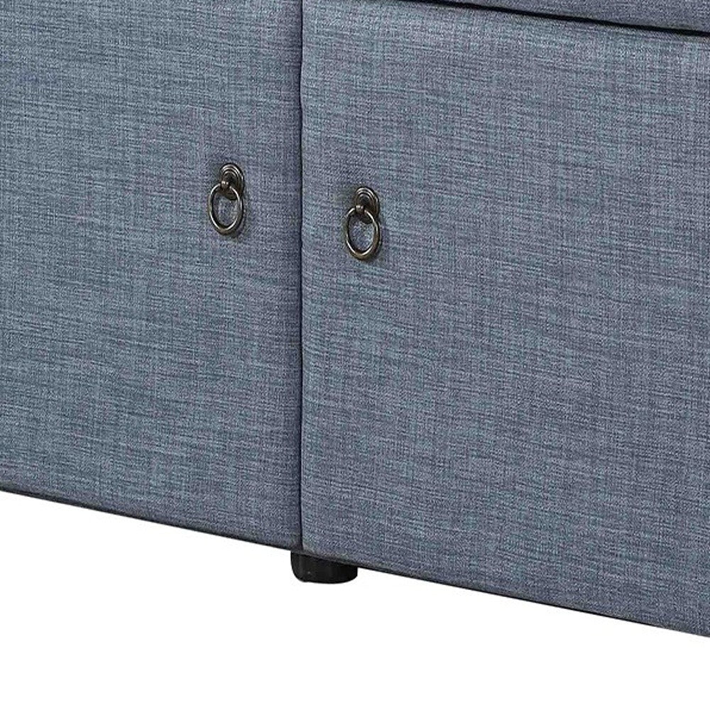 Blue Gray Linen Look Double Door Shoe Storage Bench By Homeroots
