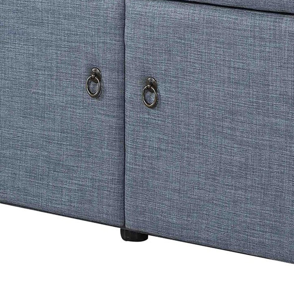 Blue Gray Linen Look Double Door Shoe Storage Bench By Homeroots | Benches | Modishstore - 5