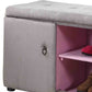 Light Gray and Pink Tufted Shoe Storage Bench By Homeroots