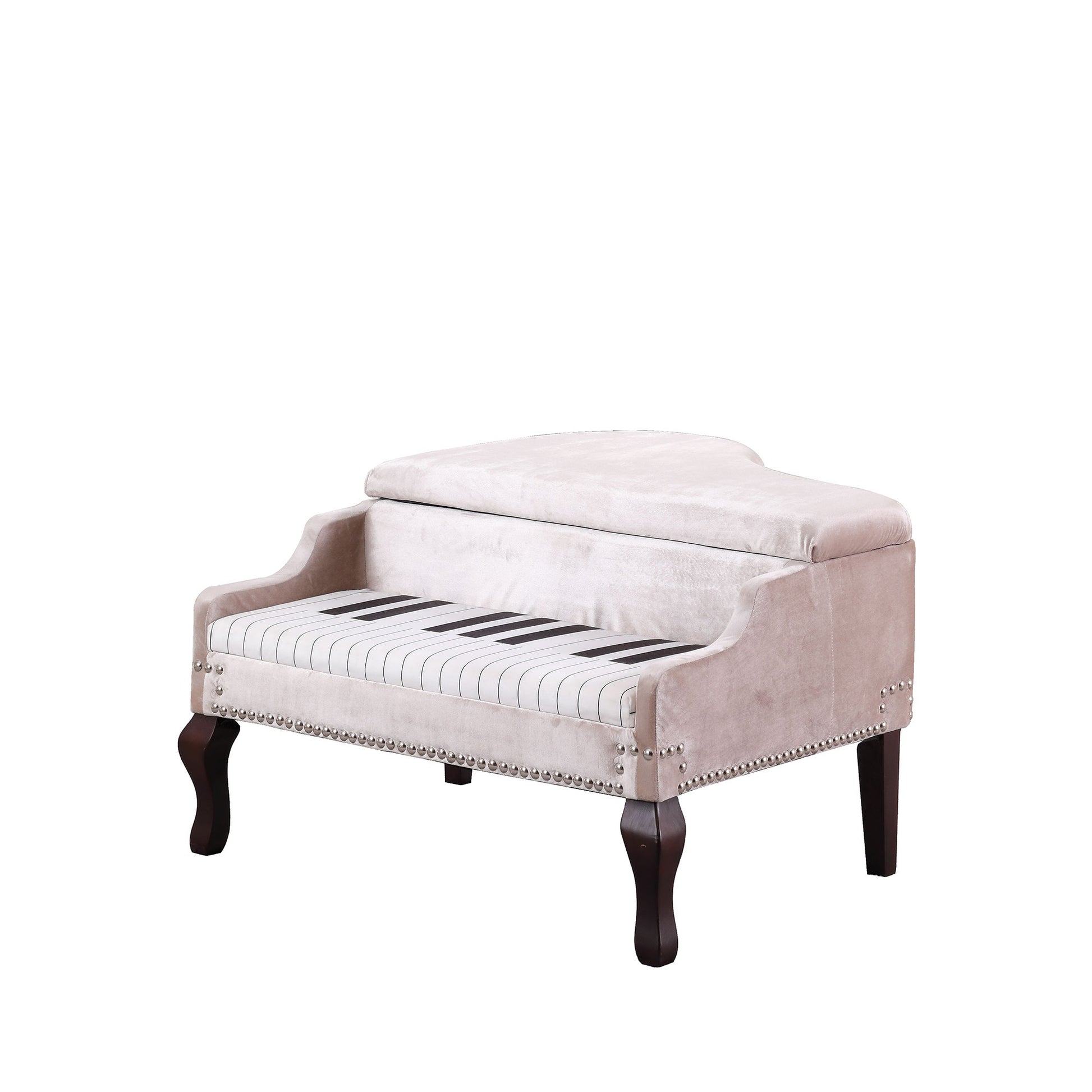 Silver Velour Baby Grand Piano Storage Bench By Homeroots | Benches | Modishstore