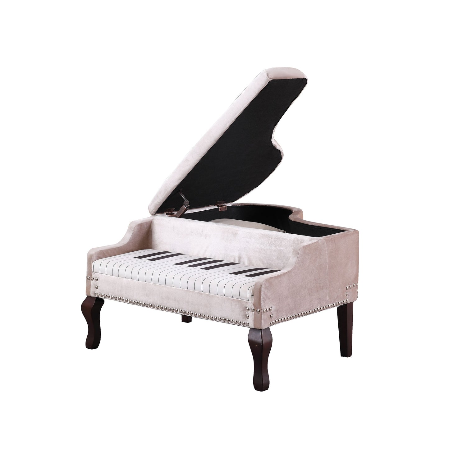 Silver Velour Baby Grand Piano Storage Bench By Homeroots | Benches | Modishstore - 2
