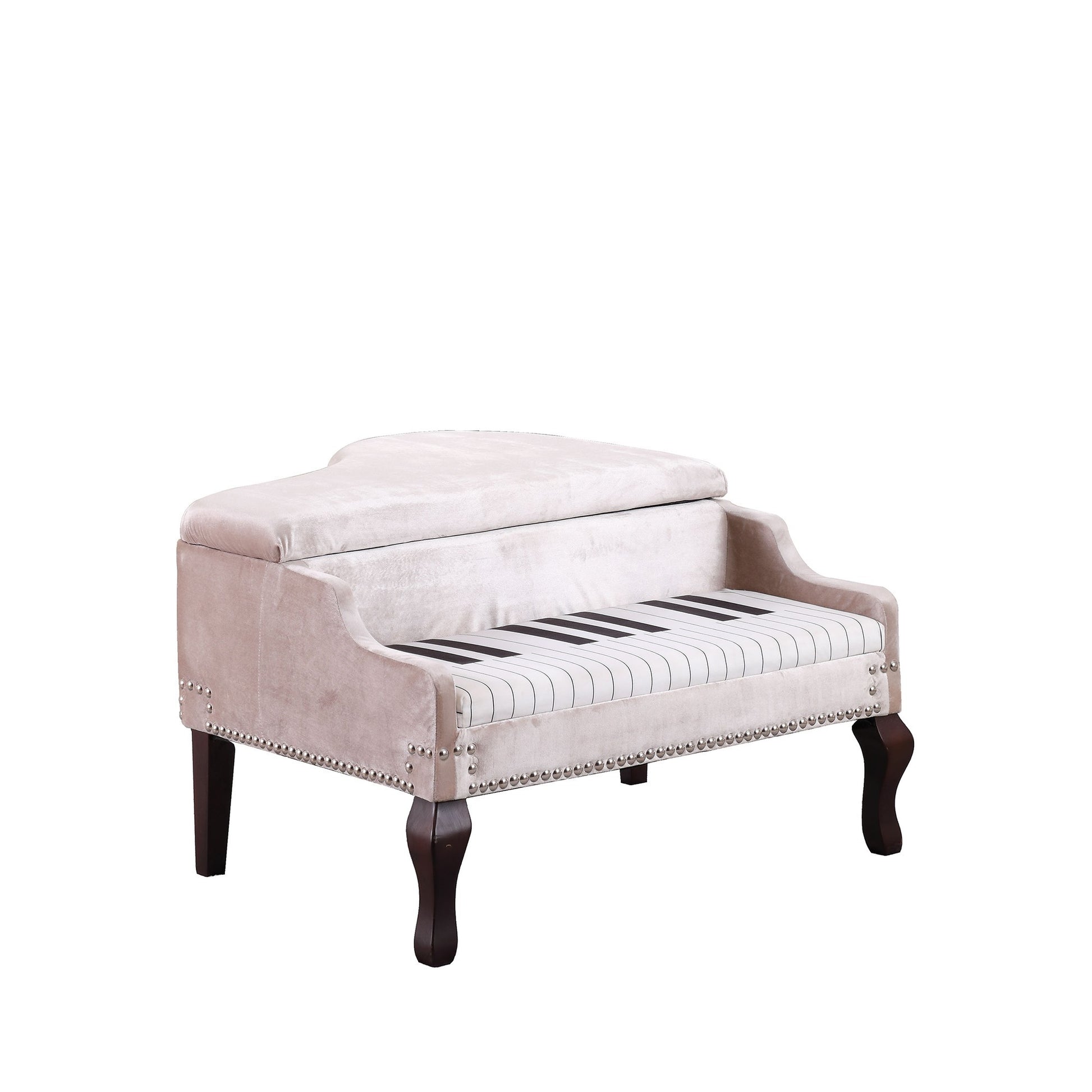 Silver Velour Baby Grand Piano Storage Bench By Homeroots | Benches | Modishstore - 3