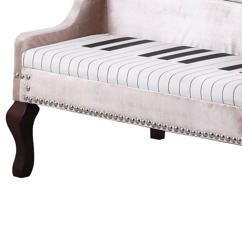 Silver Velour Baby Grand Piano Storage Bench By Homeroots | Benches | Modishstore - 4