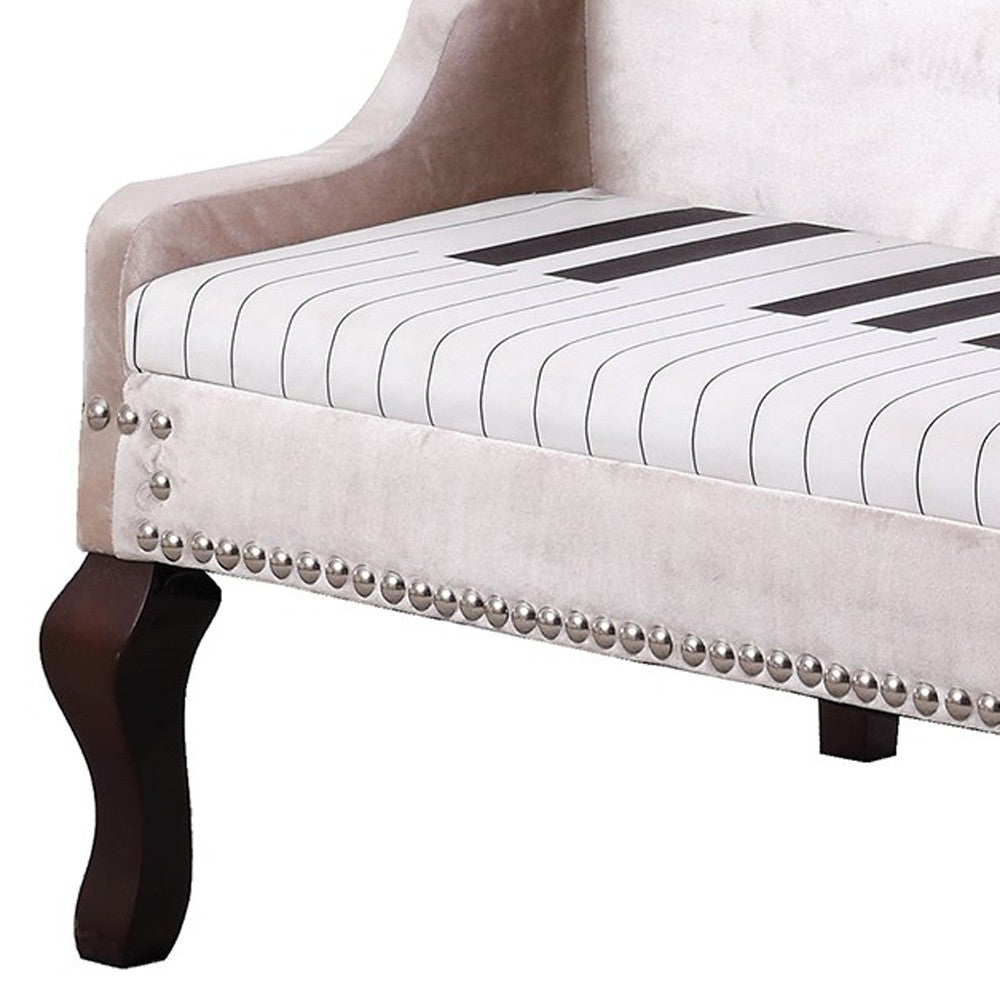 Silver Velour Baby Grand Piano Storage Bench By Homeroots