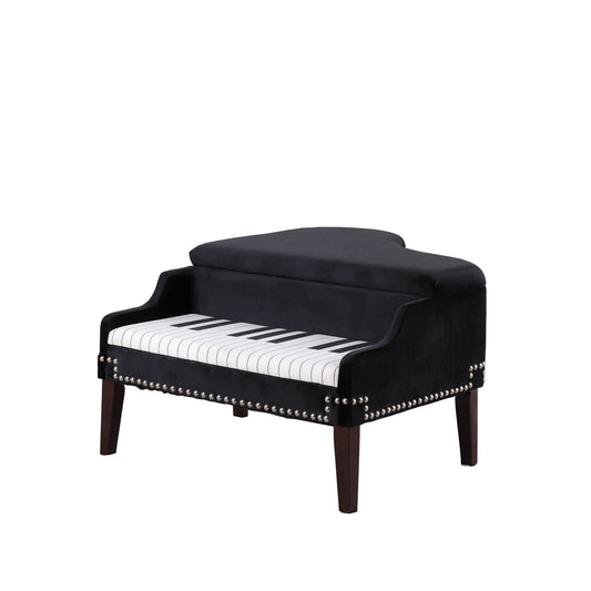 Black Velour Baby Grand Piano Storage Bench By Homeroots