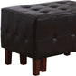 Set of Two Brown Faux Leather Tufted Stackable Ottomans By Homeroots