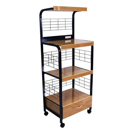 Mod Black And Natural Microwave Kitchen Cart By Homeroots | Bar Carts | Modishstore