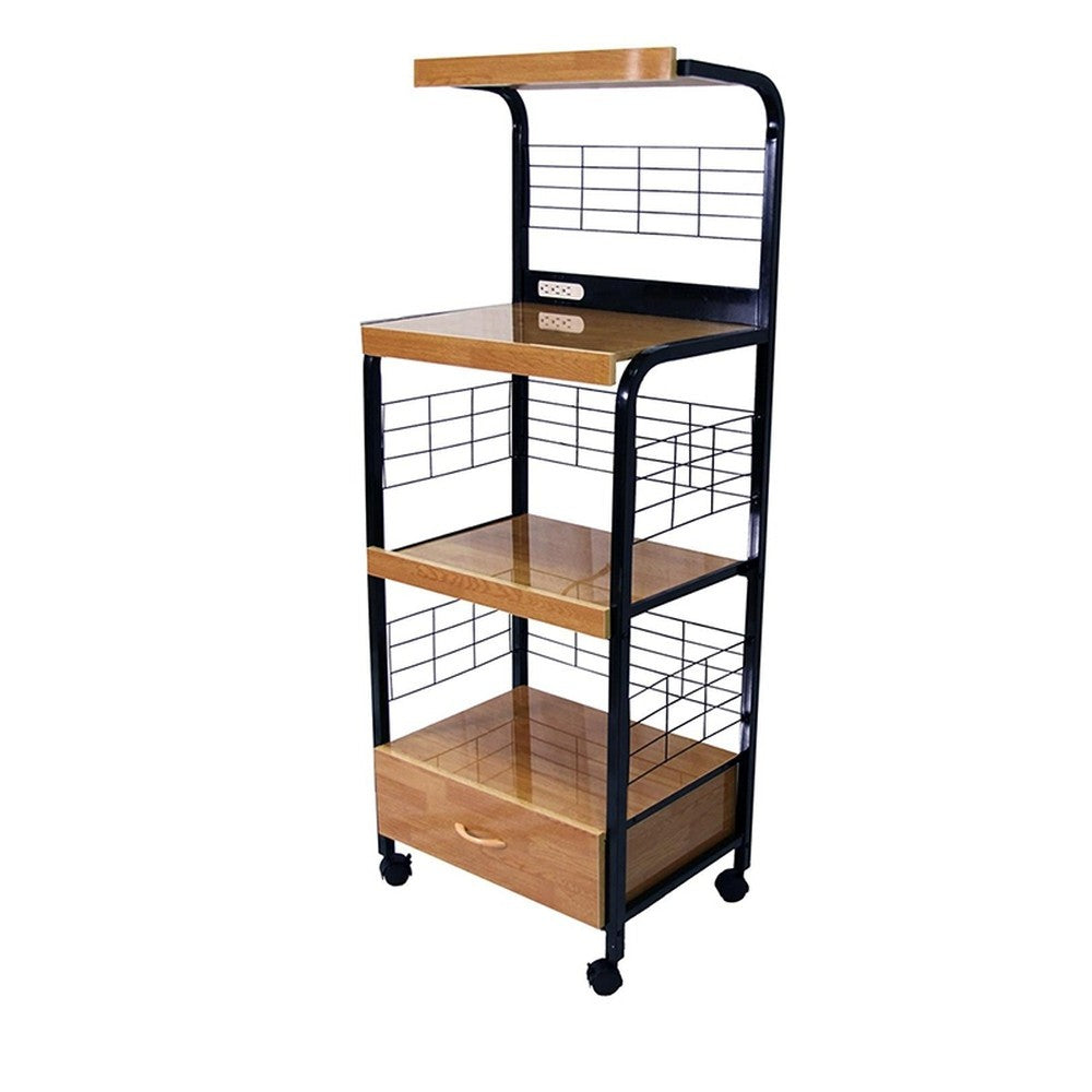 Mod Black And Natural Microwave Kitchen Cart By Homeroots | Bar Carts | Modishstore - 2