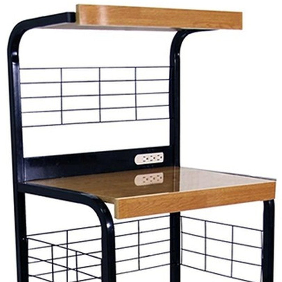 Mod Black And Natural Microwave Kitchen Cart By Homeroots | Bar Carts | Modishstore - 3