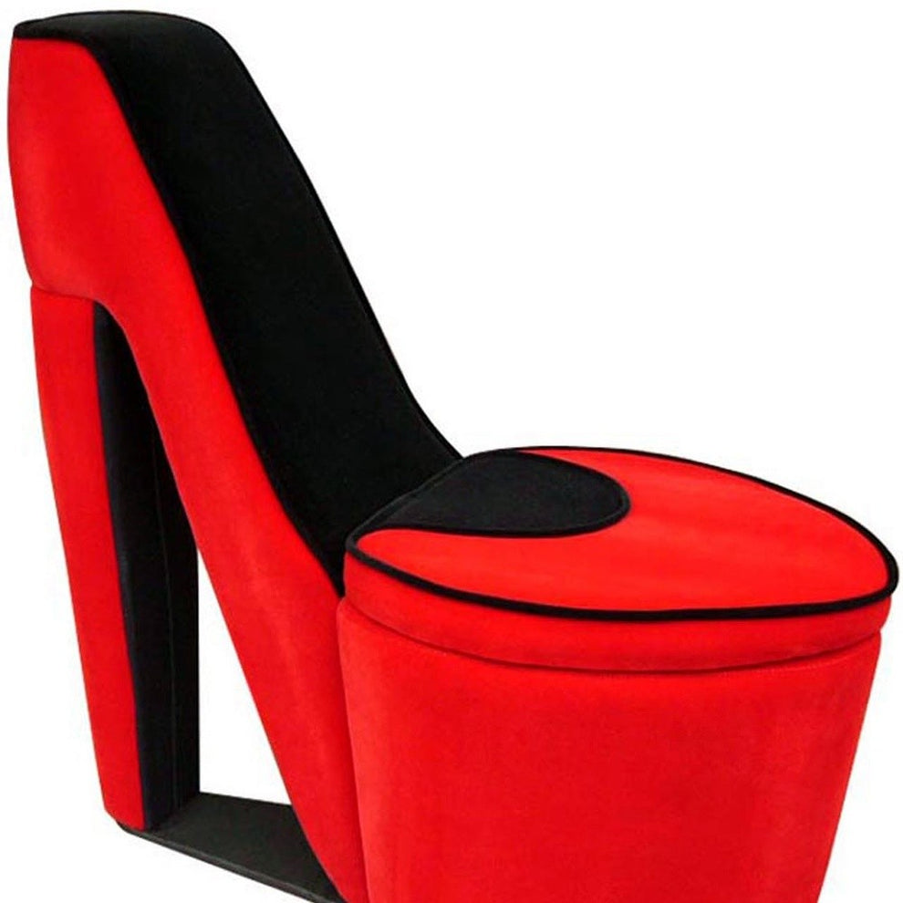32" Red Faux Suede Side Chair By Homeroots | Armchairs | Modishstore - 5