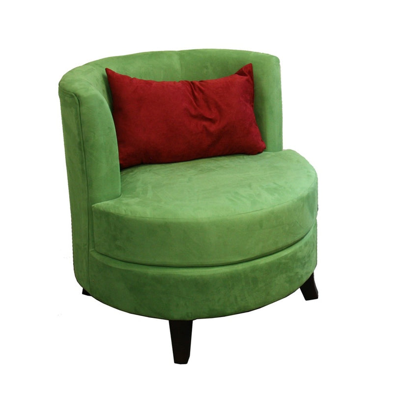 31" Green Microfiber Retro Round Accent Chair with Contrast Pillow By Homeroots | Accent Chairs | Modishstore