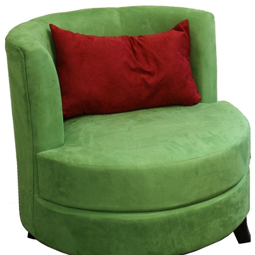31" Green Microfiber Retro Round Accent Chair with Contrast Pillow By Homeroots | Accent Chairs | Modishstore - 3
