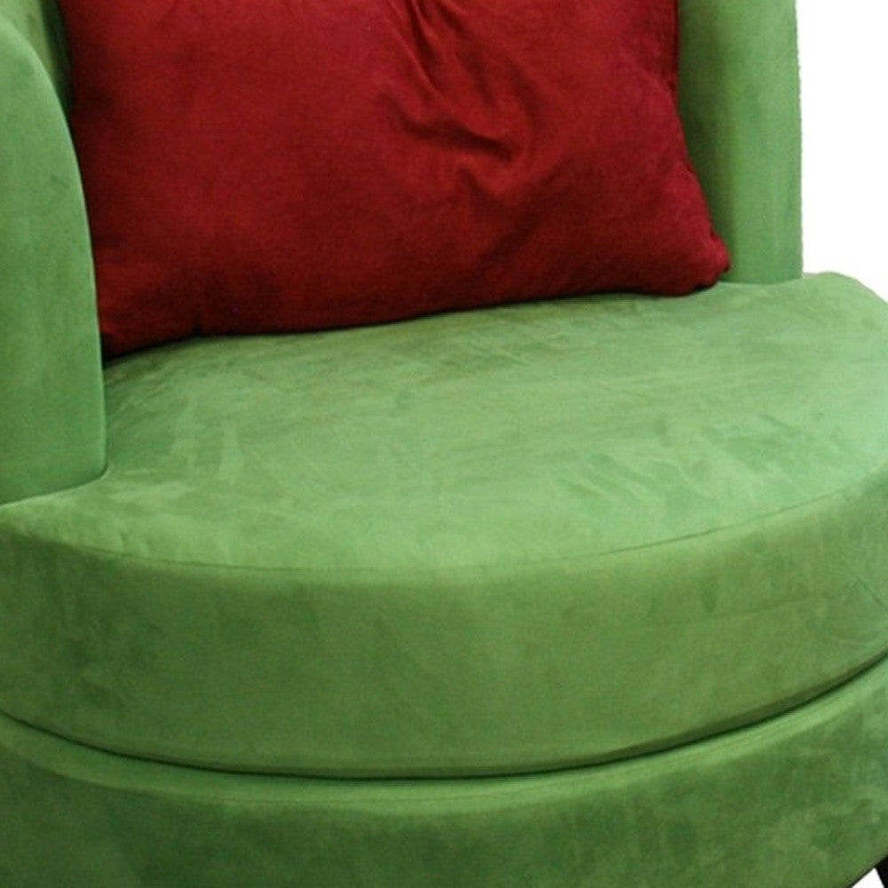 31" Green Microfiber Retro Round Accent Chair with Contrast Pillow By Homeroots | Accent Chairs | Modishstore - 4