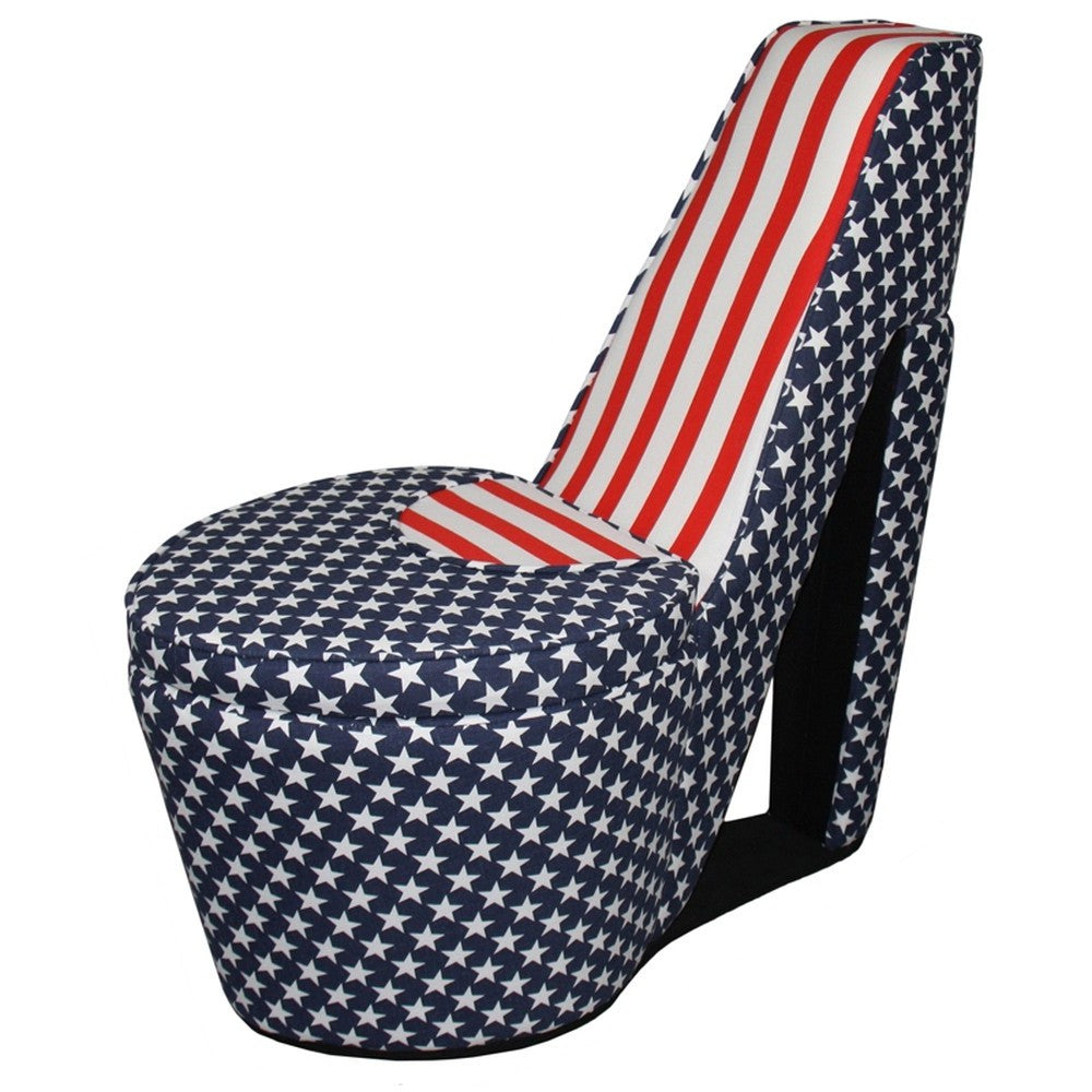 Red White and Blue Patriotic Print 1 High Heel Shoe Storage Chair By Homeroots | Accent Chairs | Modishstore - 8