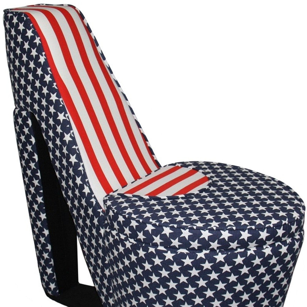 Red White and Blue Patriotic Print 1 High Heel Shoe Storage Chair By Homeroots | Accent Chairs | Modishstore - 9