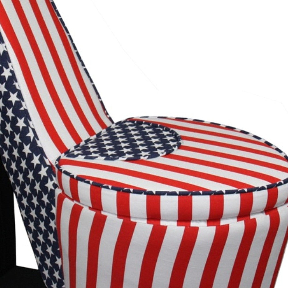 Red White and Blue Patriotic Print 1 High Heel Shoe Storage Chair By Homeroots | Accent Chairs | Modishstore - 20