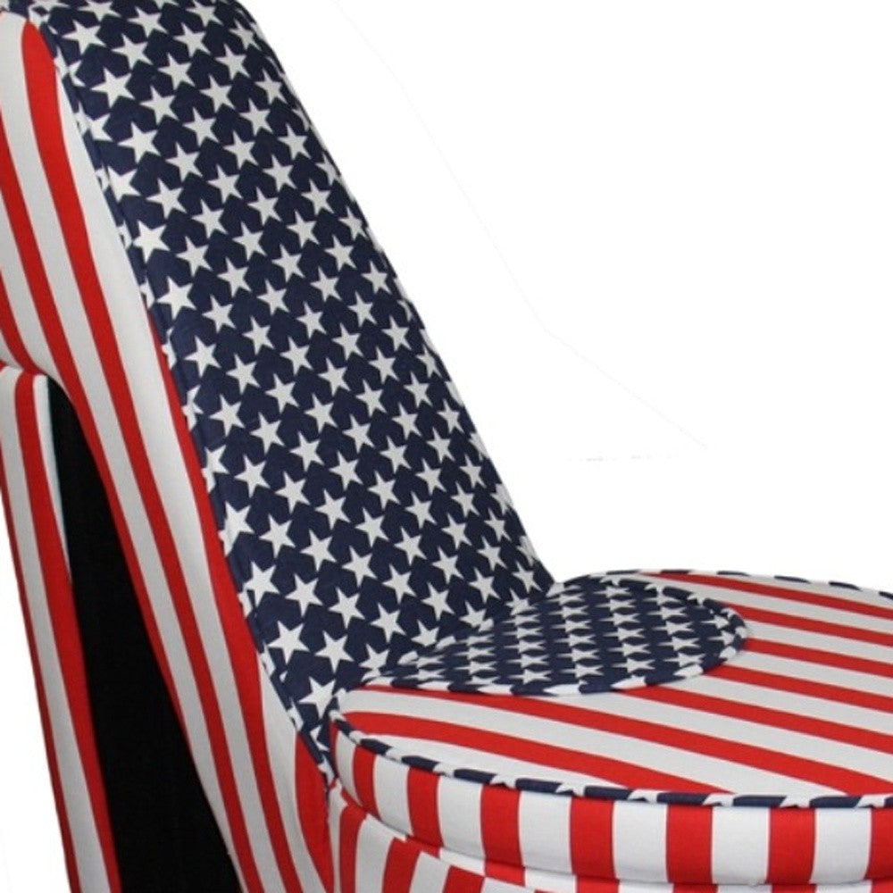 Red White and Blue Patriotic Print 1 High Heel Shoe Storage Chair By Homeroots | Accent Chairs | Modishstore - 25