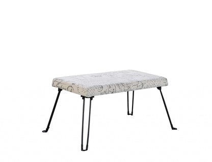 31" Black and White Postcard Microfiber Folding Bench By Homeroots | Benches | Modishstore