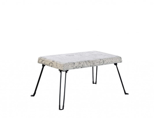 31" Black and White Postcard Microfiber Folding Bench By Homeroots | Benches | Modishstore