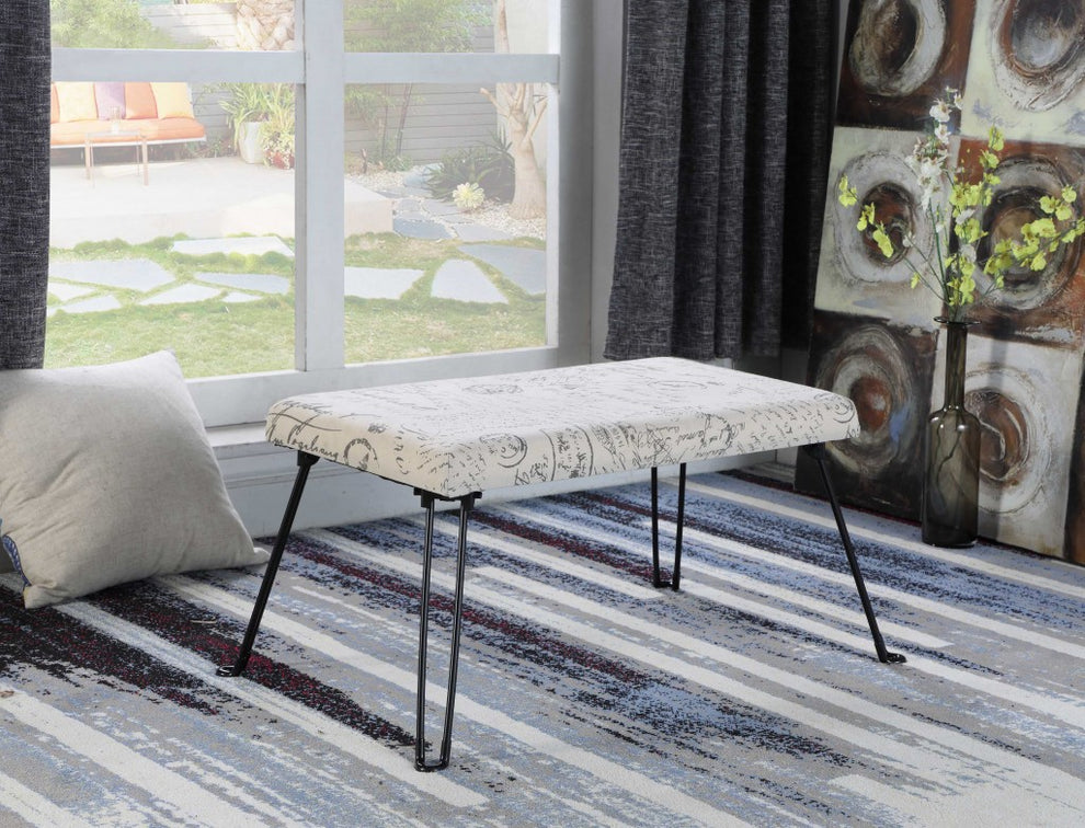 31" Black and White Postcard Microfiber Folding Bench By Homeroots | Benches | Modishstore - 3