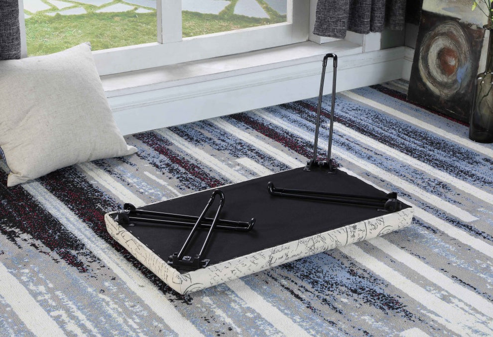 31" Black and White Postcard Microfiber Folding Bench By Homeroots | Benches | Modishstore - 4
