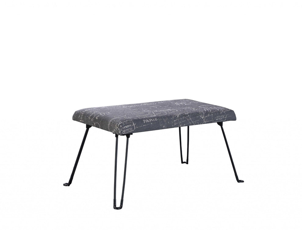 31" Black and White Postcard Microfiber Folding Bench By Homeroots | Benches | Modishstore - 5