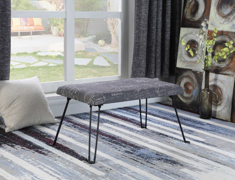31" Black and White Postcard Microfiber Folding Bench By Homeroots | Benches | Modishstore - 7