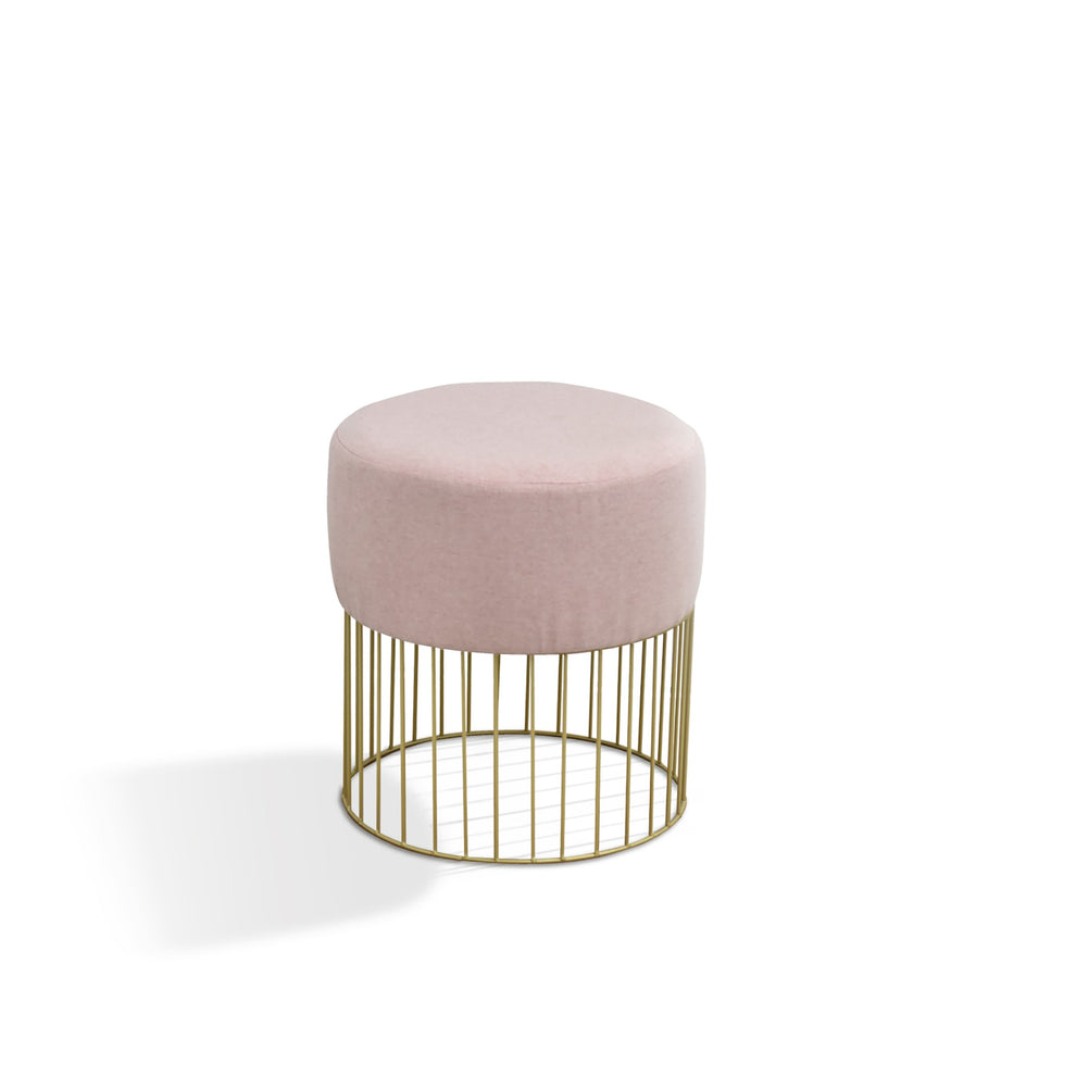 18" Gray Marble Faux Leather and Gold Cylindrical Stool By Homeroots | Stools | Modishstore - 2