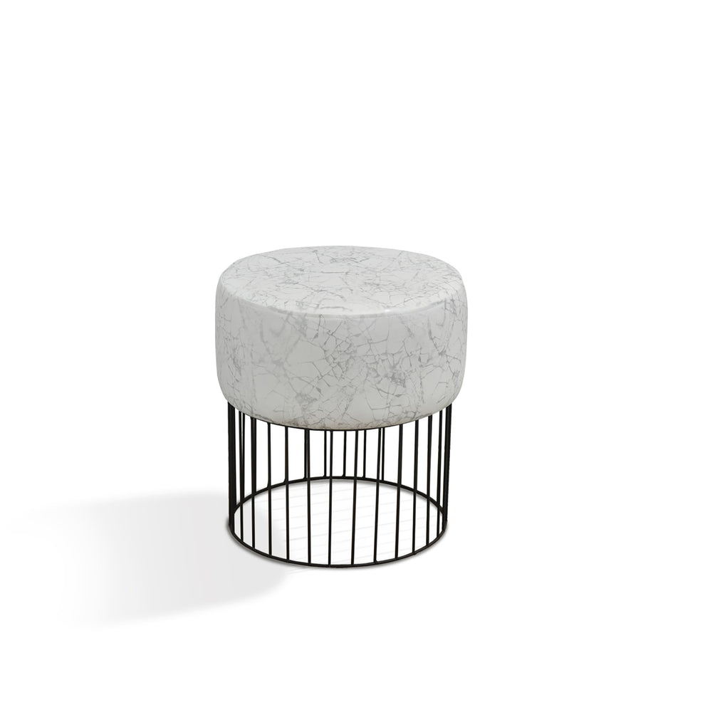 NA Solid Color Metal Grey/Ivory + Black Legs By Homeroots | Stools | Modishstore - 2