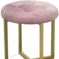 17" Pink Tufted Velvet and Gold Stool By Homeroots | Stools | Modishstore - 5