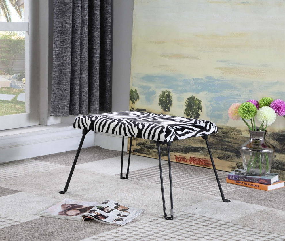 24" Faux Zebra Microfiber Folding Bench By Homeroots | Benches | Modishstore - 3