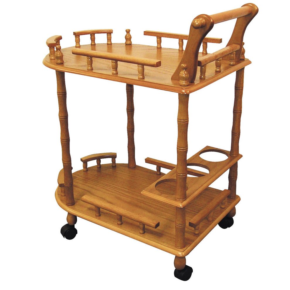 Oak Finish Rolling Wine Bar Cart By Homeroots | Bar Carts | Modishstore