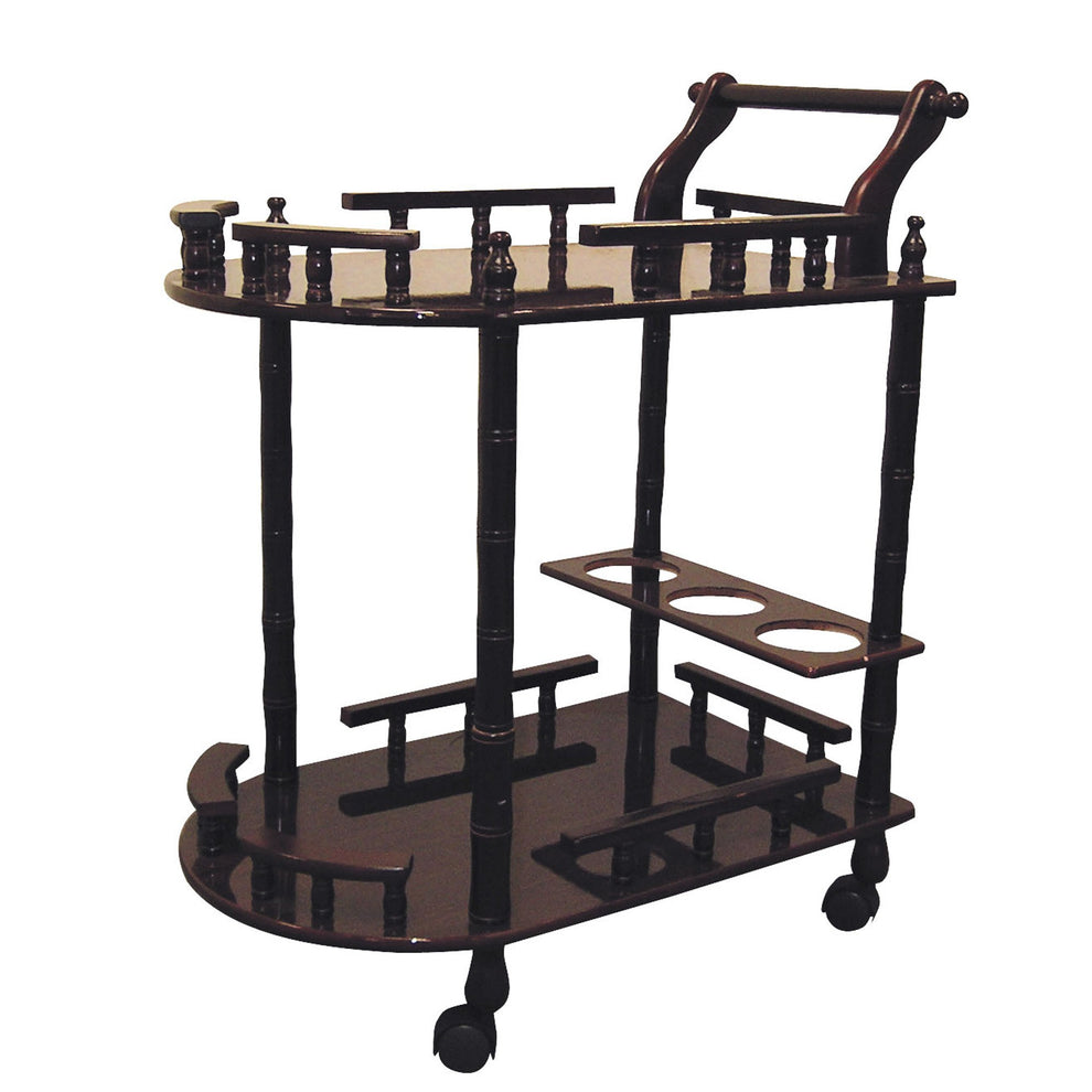 Oak Finish Rolling Wine Bar Cart By Homeroots | Bar Carts | Modishstore - 5