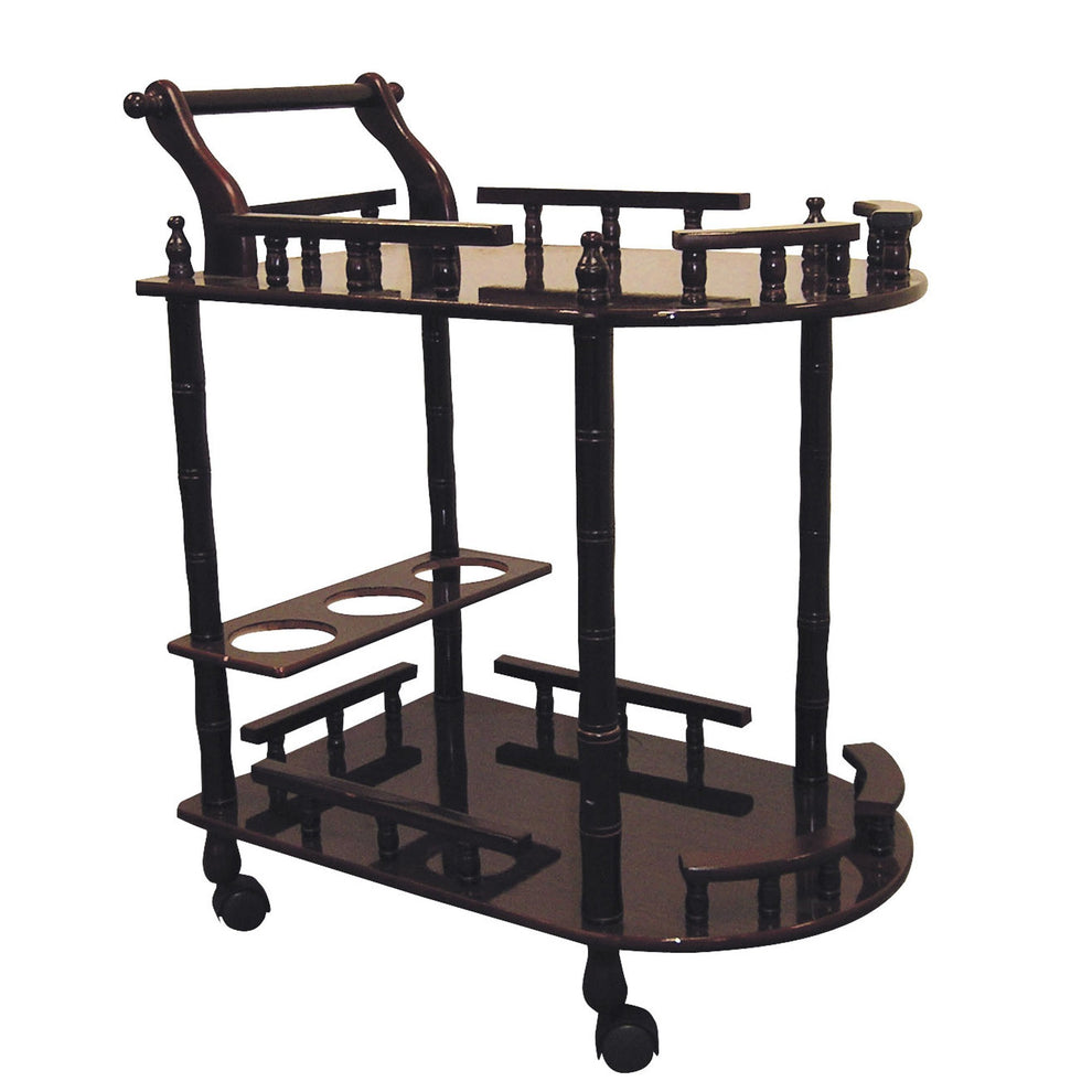 Oak Finish Rolling Wine Bar Cart By Homeroots | Bar Carts | Modishstore - 6