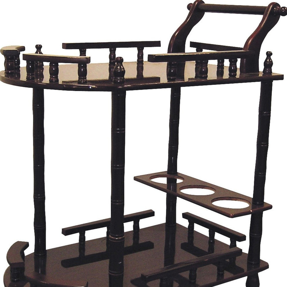 Oak Finish Rolling Wine Bar Cart By Homeroots | Bar Carts | Modishstore - 7