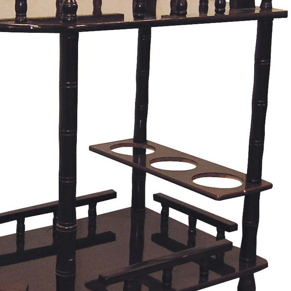 Oak Finish Rolling Wine Bar Cart By Homeroots | Bar Carts | Modishstore - 8
