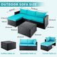 Aqua and Brown Wicker L Shape Three Piece Sofa Set By Homeroots | Outdoor Sofas, Loveseats & Sectionals | Modishstore - 5