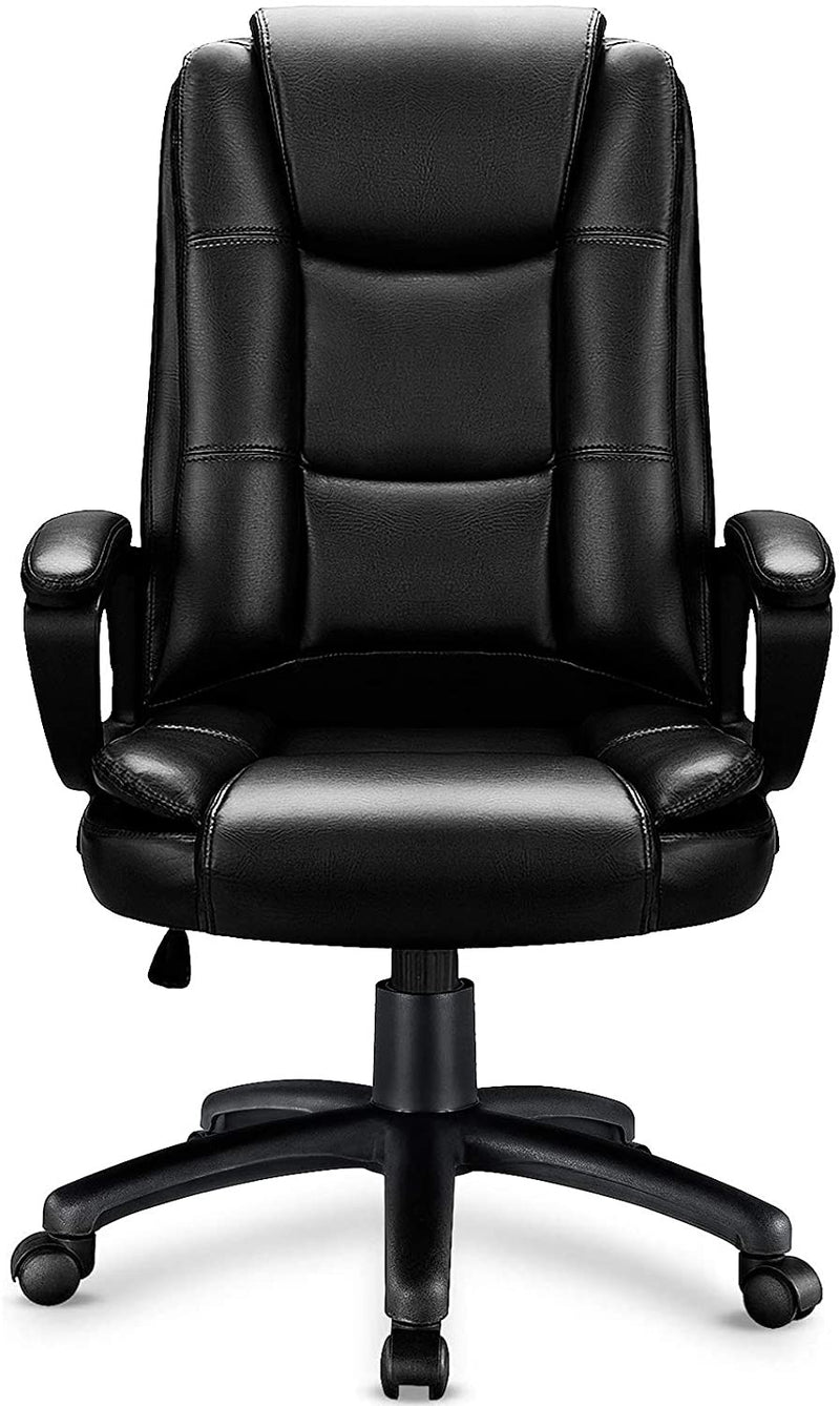 Black Leather Executive Chair with Lumbar Support By Homeroots | Office Chairs | Modishstore