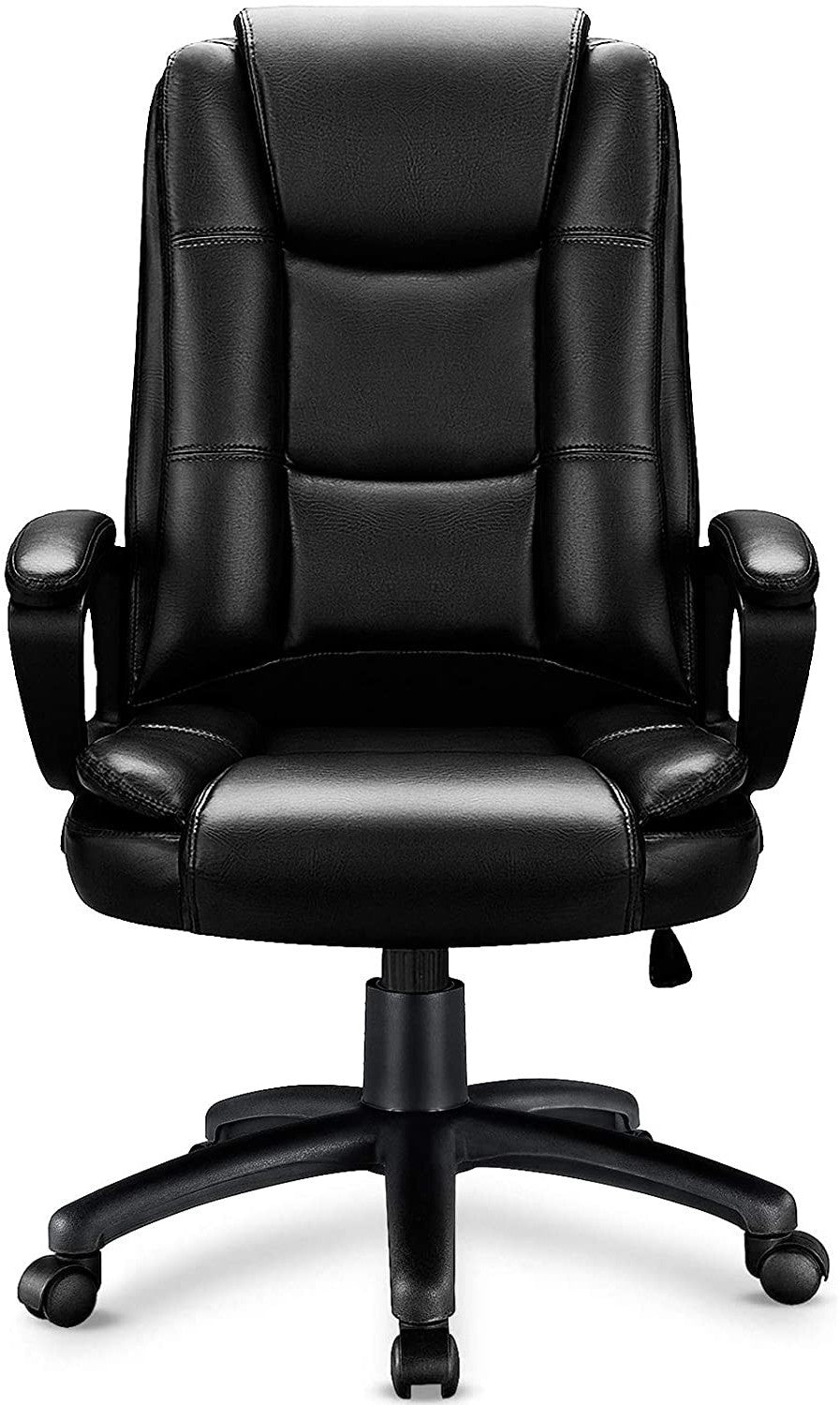 Black Leather Executive Chair with Lumbar Support By Homeroots | Office Chairs | Modishstore - 2