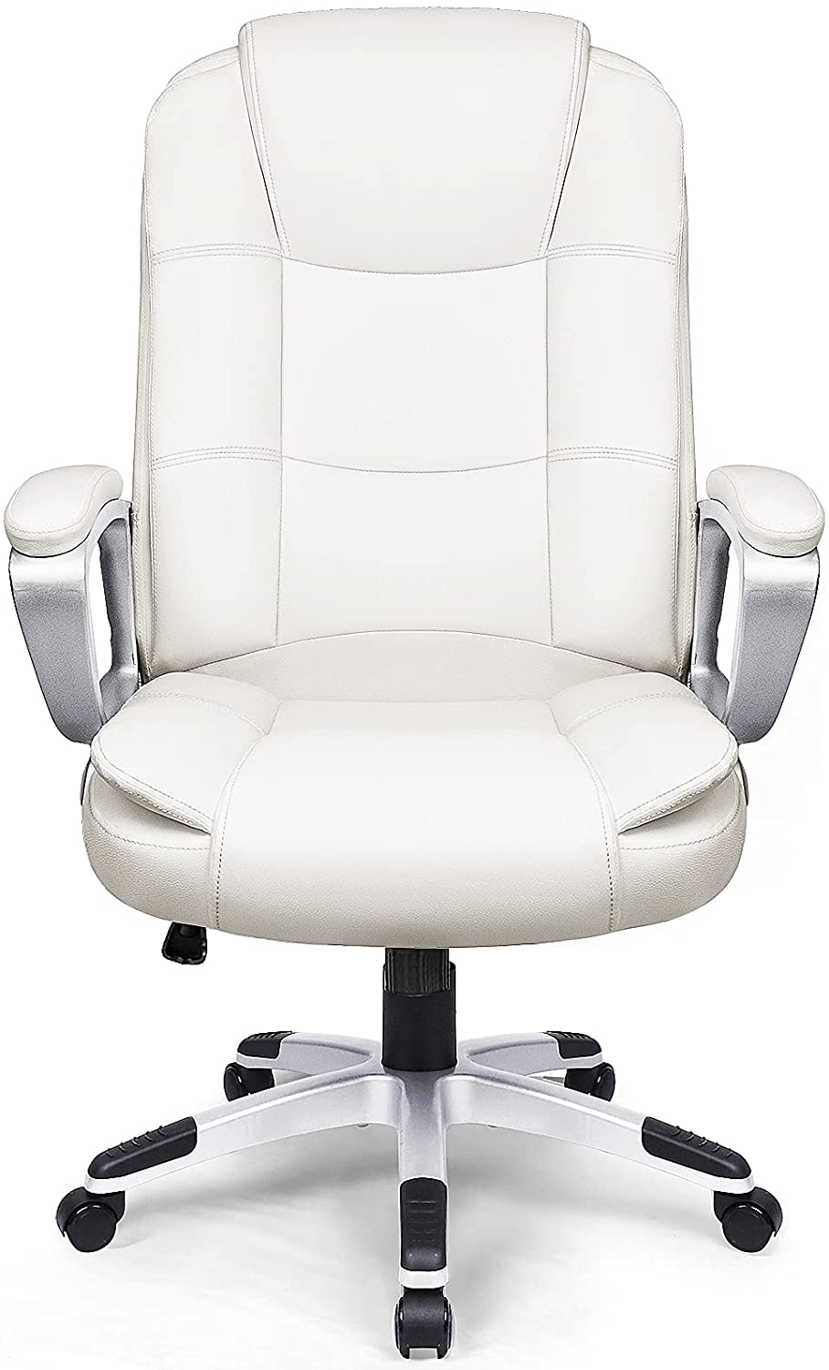 White Leather Executive Chair with Lumbar Support By Homeroots | Office Chairs | Modishstore - 2